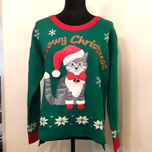 united states sweaters Cat Christmas Sweater L